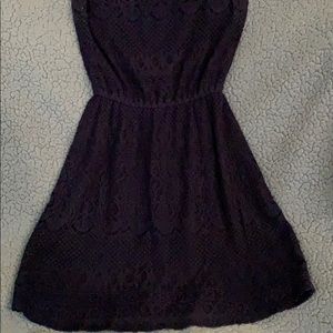 Lace navy blue dress.